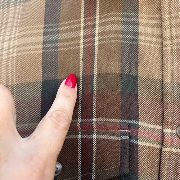 Vintage Ralph Lauren RLL Plaid Brown Button Down Shirt Small Worsted Wool - Picture 8 of 10